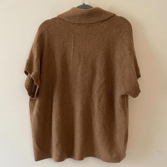 J. CREW brown alpaca merino wool short sleeve v neck tunic sweater - Picture 3 of 4